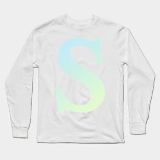 The Letter S Blue and Green Gradient Design Long Sleeve T-Shirt